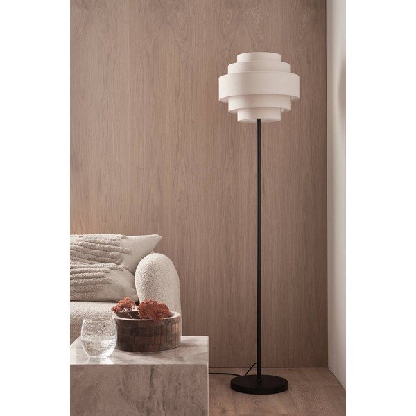 Tekstylna lampa stojąca w kolorze matowej czerni/beżowa (wysokość 145 cm) Miguel – Ellos Home-image-2