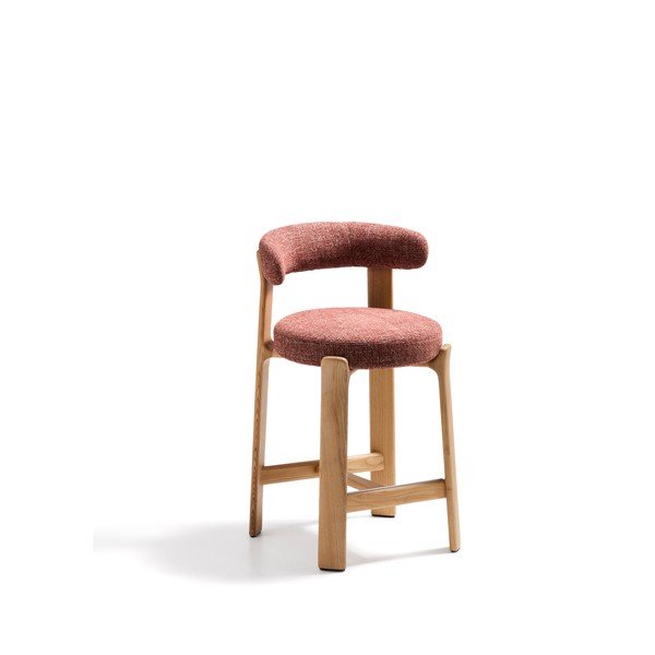 Hoker z litego drewna jesionowego w ceglasto-naturalnym (wysokość siedziska 65 cm) Granite – Kave Home
