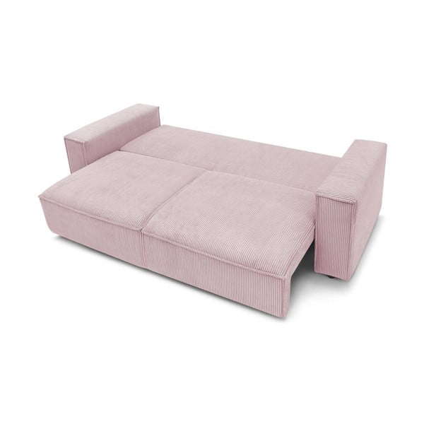Jasnoróżowa sztruksowa rozkładana sofa 245 cm Nihad – Bobochic Paris-image-4