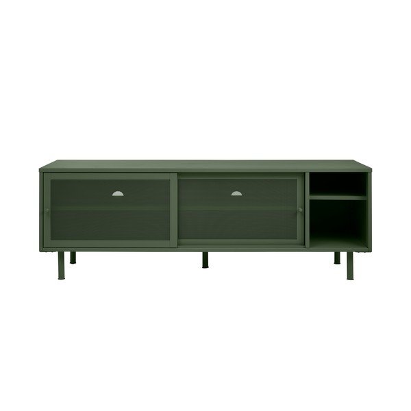 Ciemnozielona metalowa szafka pod TV 160x55 cm Veep – Unique Furniture