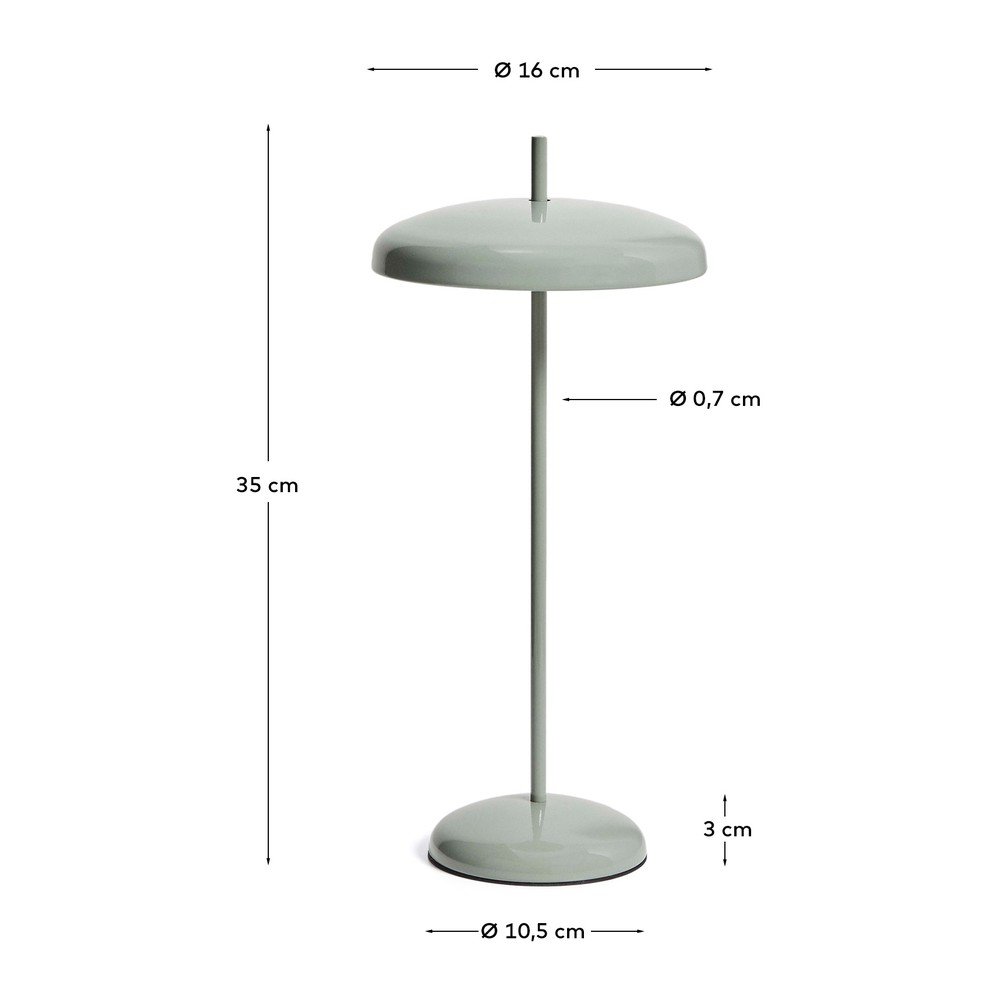 Jasnozielona lampa stołowa LED ze ściemniaczem z metalowym kloszem (wysokość 35 cm) Porte – Kave Home (zdjęcie 6)