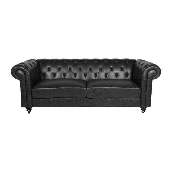 Czarna sofa z imitacji skóry Actona Charlietown, 219 cm