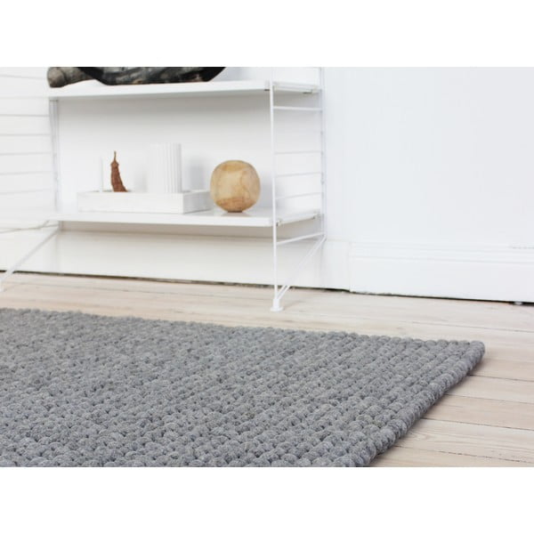 Stalowoszary wełniany dywan kulkowy Wooldot Ball Rugs, ⌀ 100x150 cm-image-2