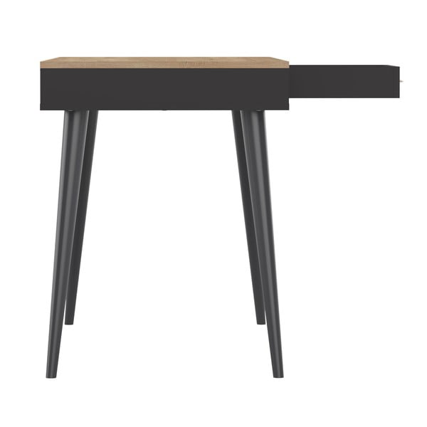 Czarne biurko z blatem w dekorze dębu 134x59 cm – TemaHome -image-3