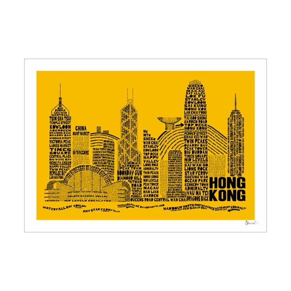Plakat Hong Kong Yellow&Black, 50x70 cm