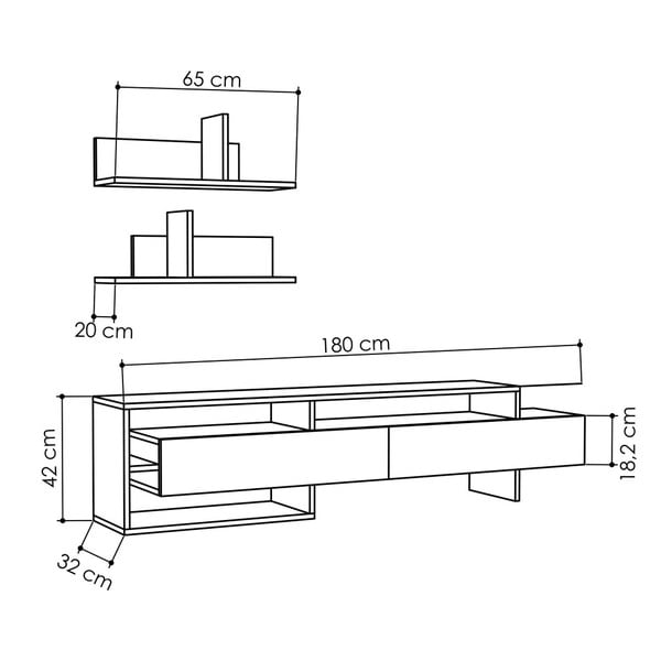 Antracytowy zestaw pod TV 180x42 cm Gara – Homitis-image-2