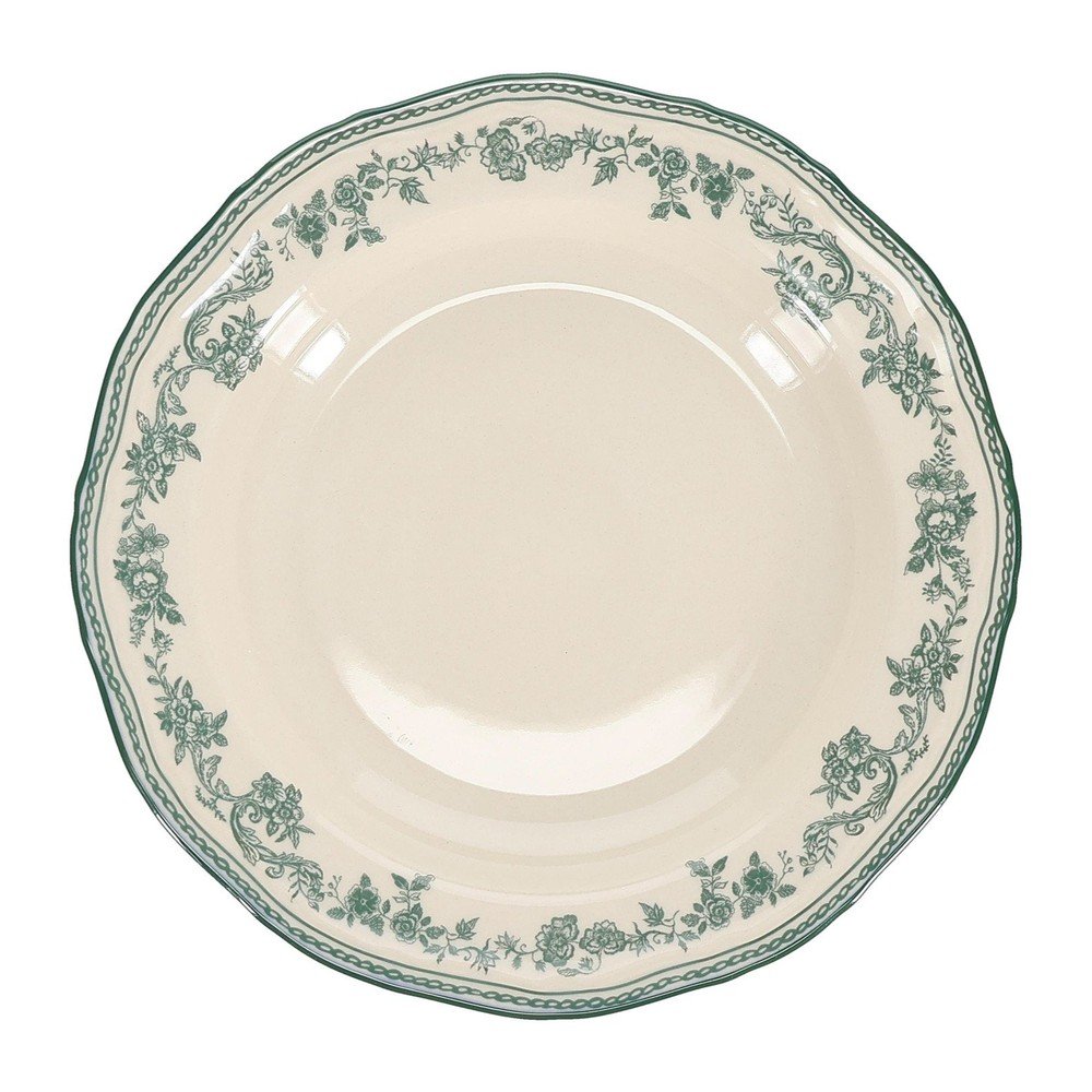 Zielony/w kolorze kości słoniowej głęboki porcelanowy talerz ø 23 cm Cyril – S|P Collection