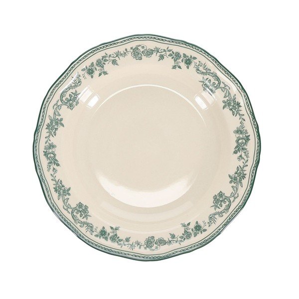 Zielony/w kolorze kości słoniowej głęboki porcelanowy talerz ø 23 cm Cyril – S|P Collection