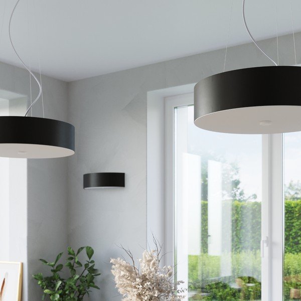 Czarna lampa sufitowa z tekstylnym kloszem ø 90 cm Herra – Sollux-image-1