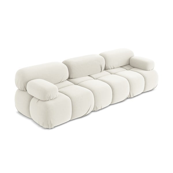 Biała aksamitna sofa modułowa 285 cm Lokua – Makamii-image-2
