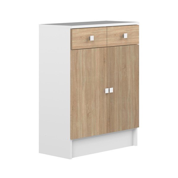 Biała niska szafka łazienkowa w dekorze dębu 60x82 cm Combi – TemaHome-image-2