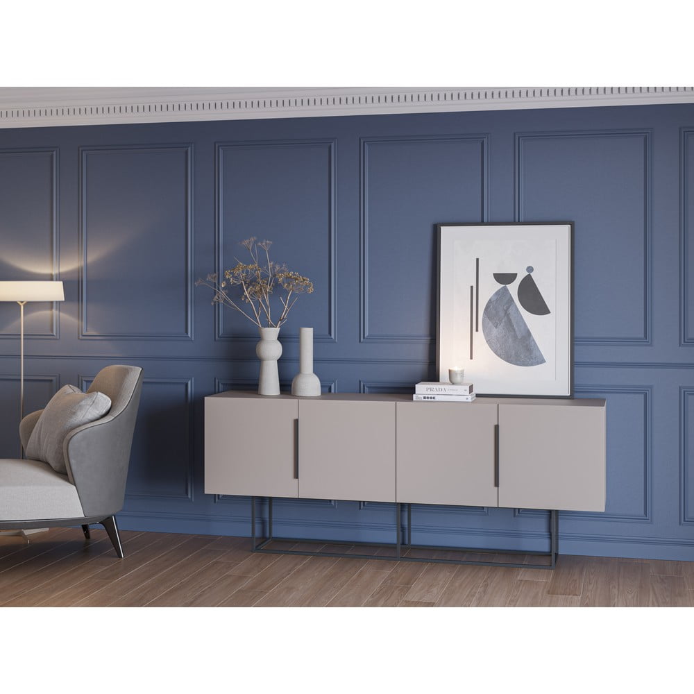 Szarobeżowa niska komoda 200x80 cm Titan – Marckeric (zdjęcie 4)