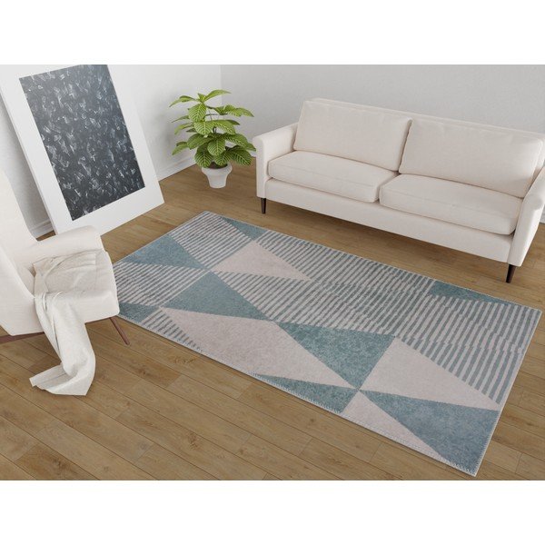 Niebieski chodnik odpowiedni do prania 80x200 cm – Vitaus-image-1