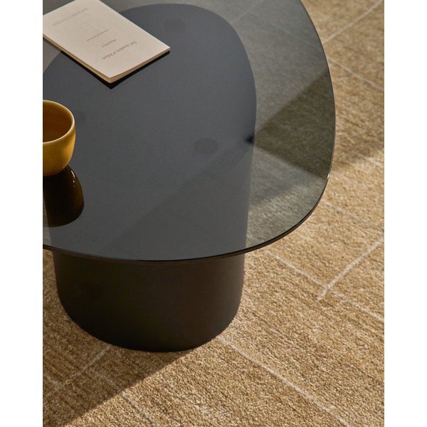 Czarny stolik ze szklanym blatem 74x81,5 cm Olir – Kave Home-image-2