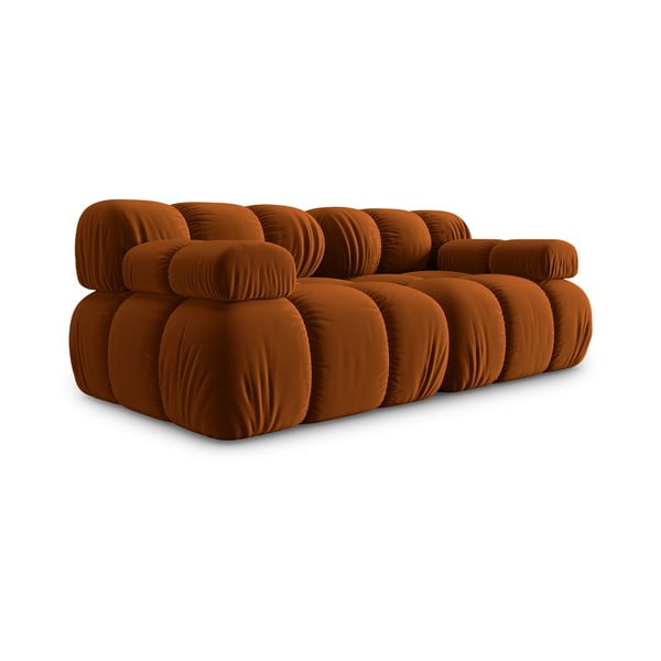 Pomarańczowa aksamitna sofa 188 cm Bellis – Micadoni Home-image-3