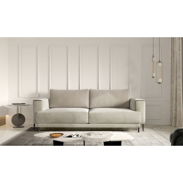 Beżowa aksamitna rozkładana/ze schowkiem sofa 260 cm Dalia – ELTAP-image-1