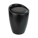 Czarny taboret łazienkowy z wyjmowanym koszem na pranie Wenko Candy