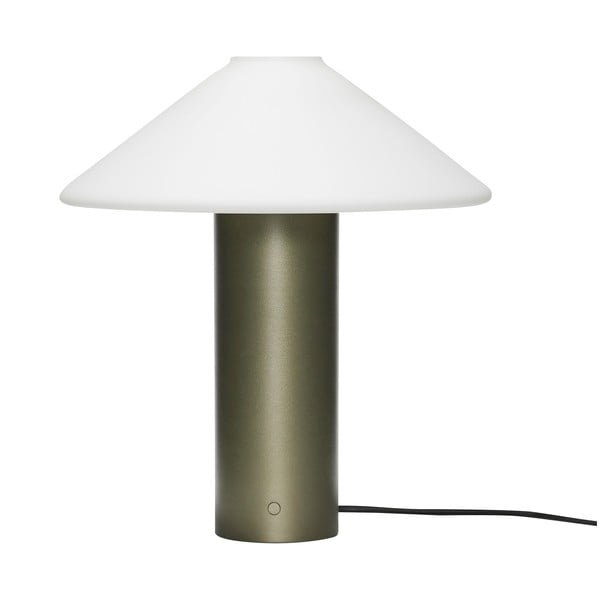 Ciemnozielona lampa stołowa ze szklanym kloszem (wysokość 40 cm) Orbit – Hübsch