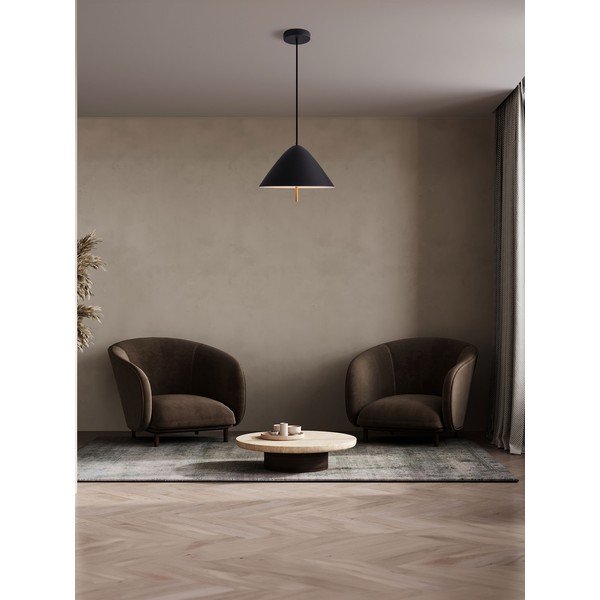 Metalowa lampa wisząca LED w kolorze matowej czerni z metalowym kloszem ø 40 cm Oros – Nova Luce-image-1