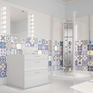 Zestaw 60 naklejek ściennych Ambiance Wall Decal Tiles Azulejos Cyprus, 15x15 cm