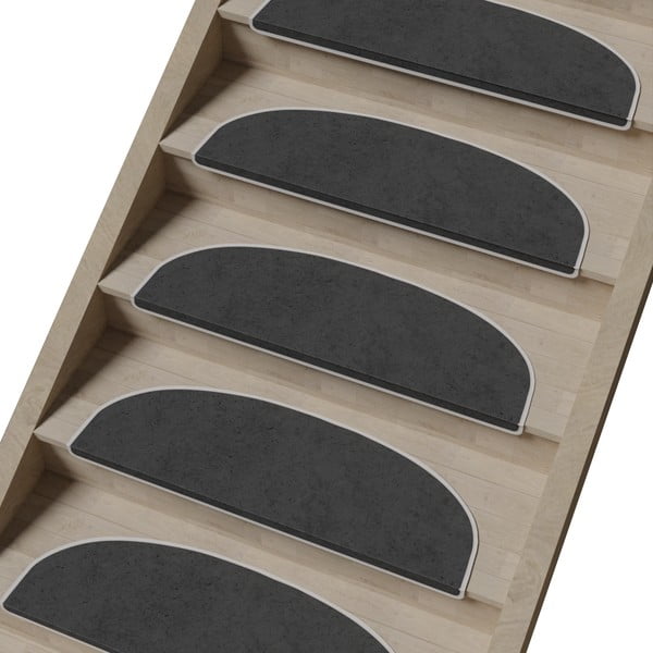 Ciemnoszare dywaniki na schody zestaw 16 szt. 20x65 cm Plain Color – Vitaus-image-1