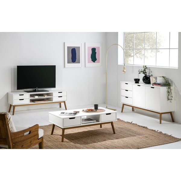 Biały stolik z litego drewna sosnowego Marckeric Baku-image-1