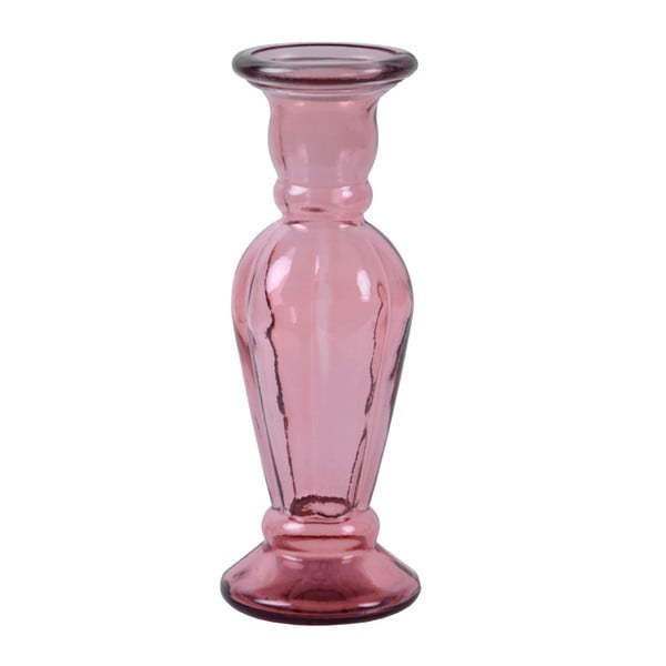 Różowy świecznik ze szkła z recyklingu Ego Dekor Anadir, wys. 30 cm