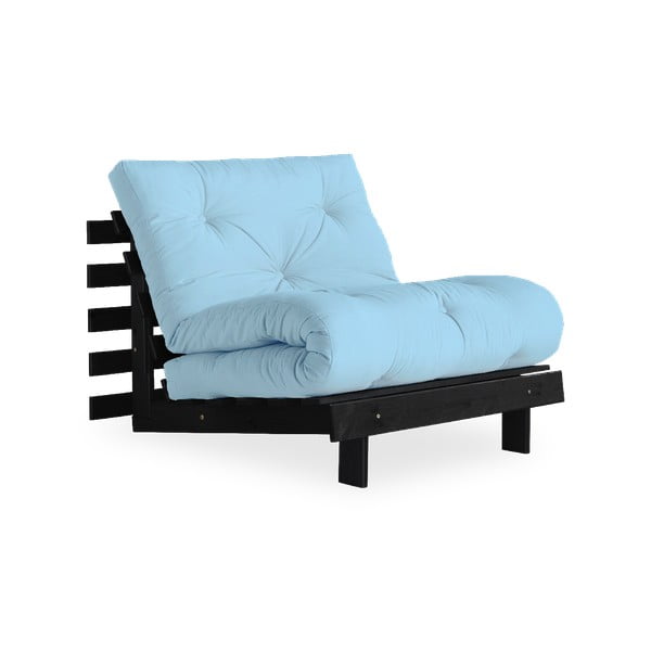Fotel rozkładany z jasnoniebieskim obiciem Karup Design Roots Black/Light Blue