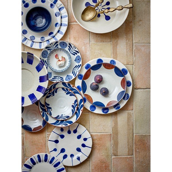 Białe/niebieskie kamionkowe talerze zestaw 3 szt. ø 28 cm Linora – Bloomingville-image-2