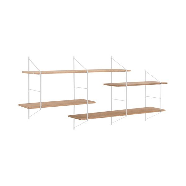 Regał ścienny z metalową konstrukcją i półkami z drewna paulowni Actona Belfast-image-1