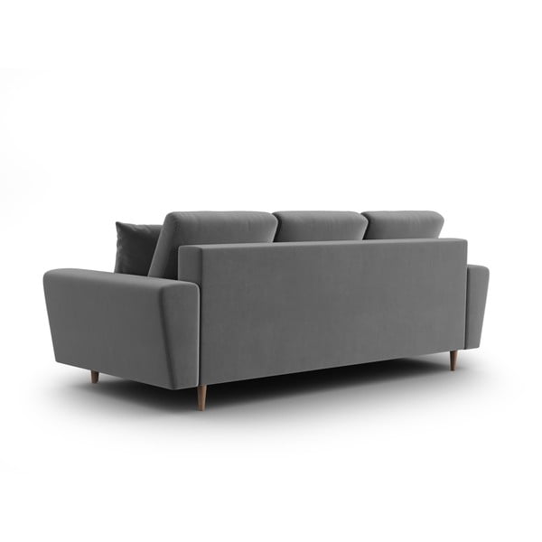 Jasnoszara aksamitna rozkładana sofa ze schowkiem 235 cm Kyoto – Cosmopolitan Design-image-3