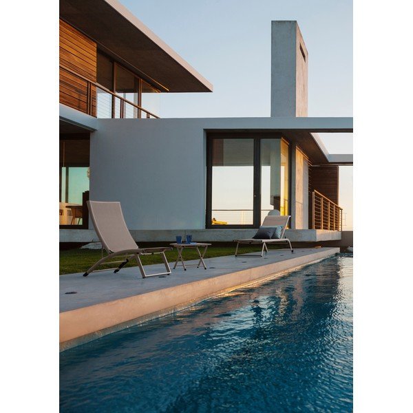 Metalowy leżak ogrodowy w naturalnym kolorze Taylor – Bizzotto-image-1