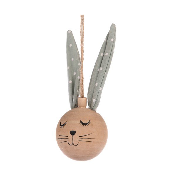 Szara drewniana wisząca dekoracja wielkanocna Dakls Bunny