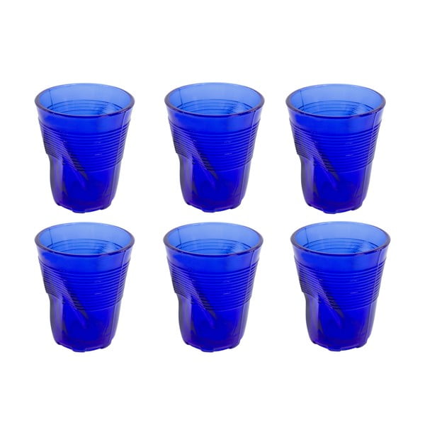 Zestaw 6 niebieskich szklanek Kaleidos, 225 ml