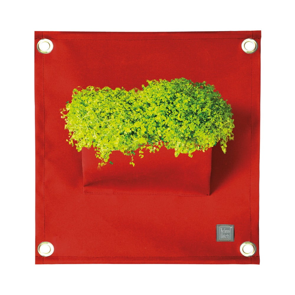 Ciemnoczerwona doniczka/organizer wiszący The Green Pockets Amma, 45 x 50 cm
