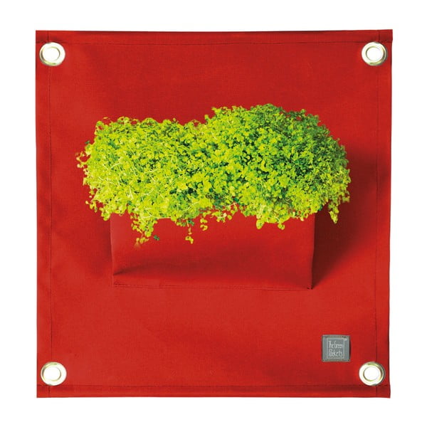 Ciemnoczerwona doniczka/organizer wiszący The Green Pockets Amma, 45 x 50 cm
