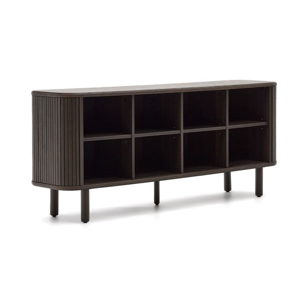 Ciemnobrązowa niska komoda w dekorze jesionu z drzwiami przesuwnymi 180x75 cm Mailen – Kave Home-image-3