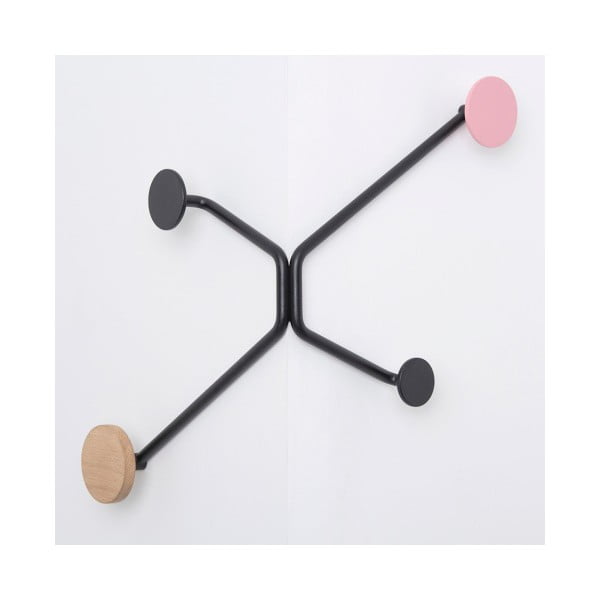 Czarny wieszak ścienny na zewnętrzny róg z różowym elementem Gazzda Hook-image-2