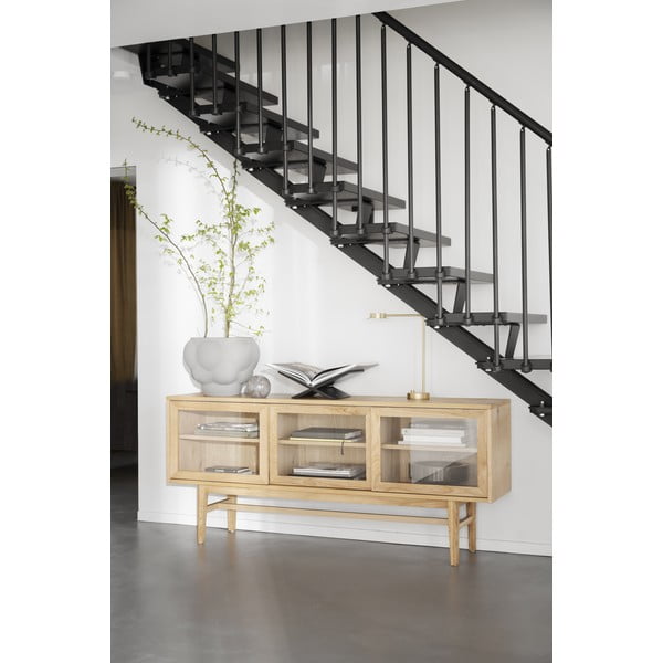 Witryna w dekorze dębu z drzwiami przesuwnymi 170x75 cm Hazelton – Rowico-image-4