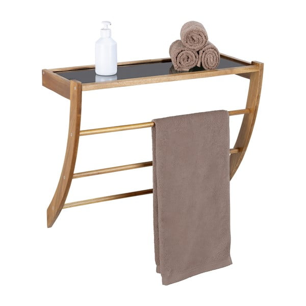 Ścienny drewniany wieszak na ręczniki w ciemnym naturalnym kolorze Fondi – Wenko