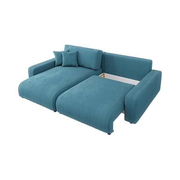 Turkusowy sztruksowy rozkładany narożnik Sara – Ropez-image-4