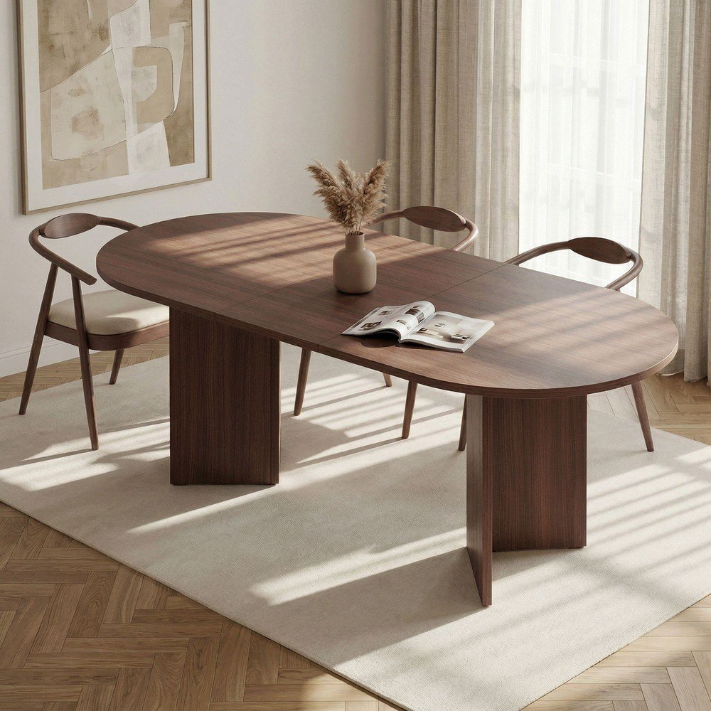 Rozkładany stół z dodatkowym blatem w dekorze orzecha 90x160 cm Sorell – Kalune Design (zdjęcie 5)