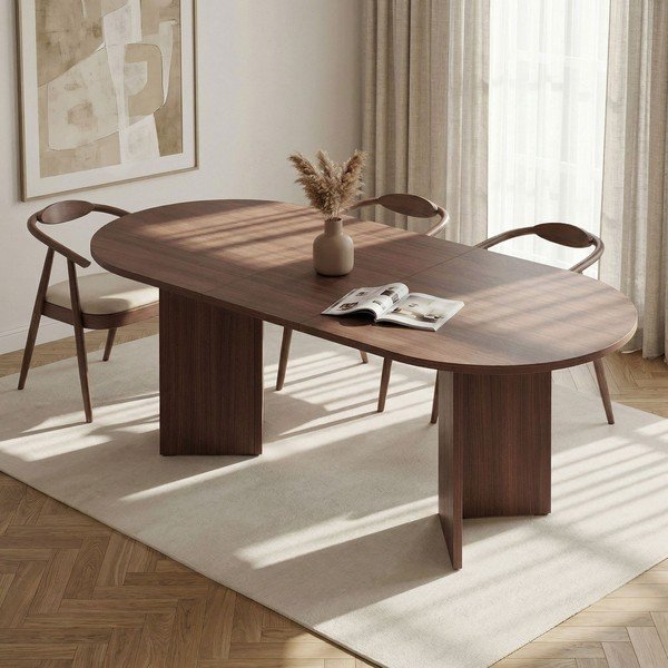 Rozkładany stół z dodatkowym blatem w dekorze orzecha 90x160 cm Sorell – Kalune Design-image-1