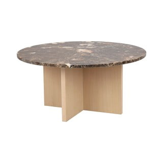 Brązowy/naturalny marmurowy okrągły stolik 90x90 cm Brooksville - Rowico
