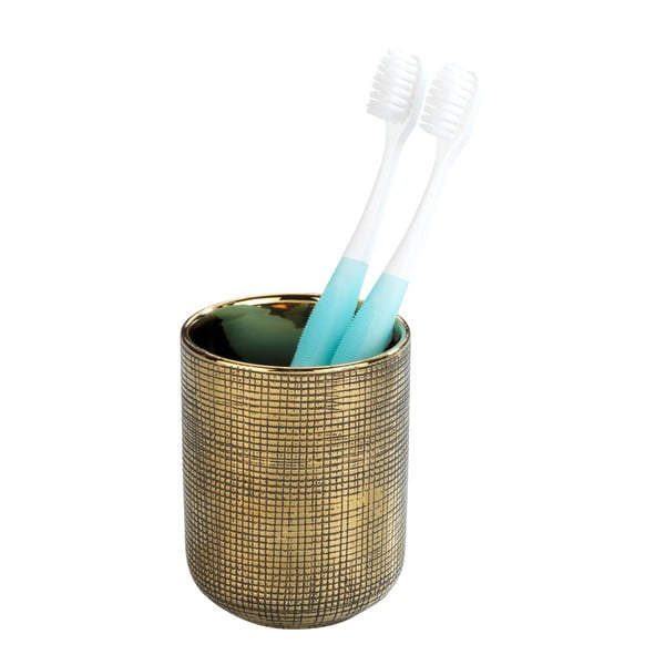 Ceramiczny kubek na szczoteczki do zębów w kolorze złota Rivara – Wenko-image-2