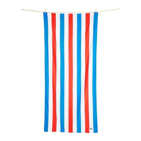 Ręcznik szybkoschnący w czerwono-niebieskie pasy Dock and Bay, 160x80 cm
