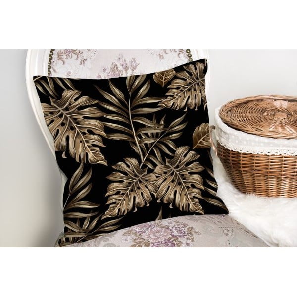 Poszewka na poduszkę Minimalist Cushion Covers Golden Leafes With Black BG, 45x45 cm-image-2