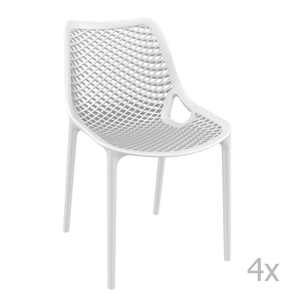 Zestaw 4 białych krzeseł ogrodowych Resol Grid