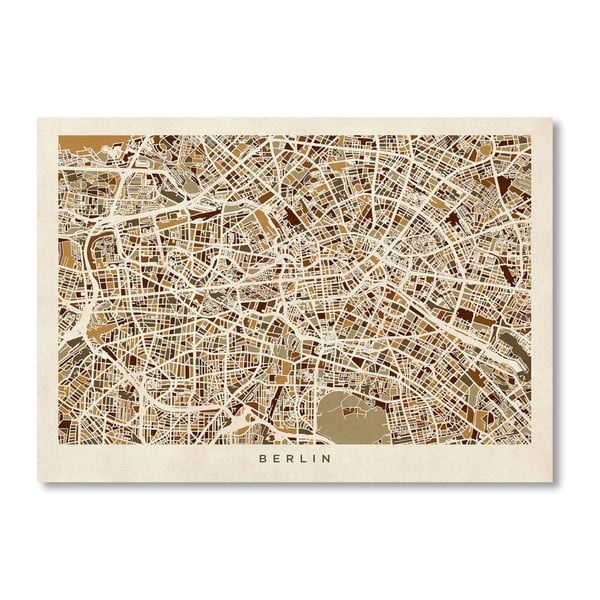 Plakat z mapą Berlina Americanflat Street, 60x42 cm