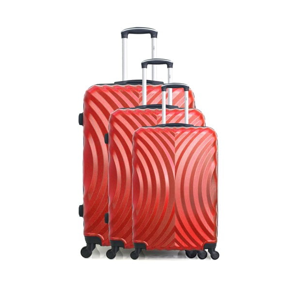 Zestaw 3 czerwonych walizek na kółkach Hero Lagos